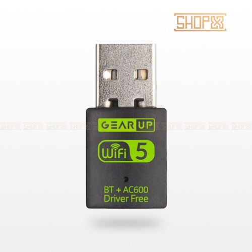 GearUP 600Mbps Dual Band WiFi + Bluetooth Adapter For Windows PC/Laptop- (Driver Free Version, WiFi Hotspot Supported, 2.4GHz + 5GHz)